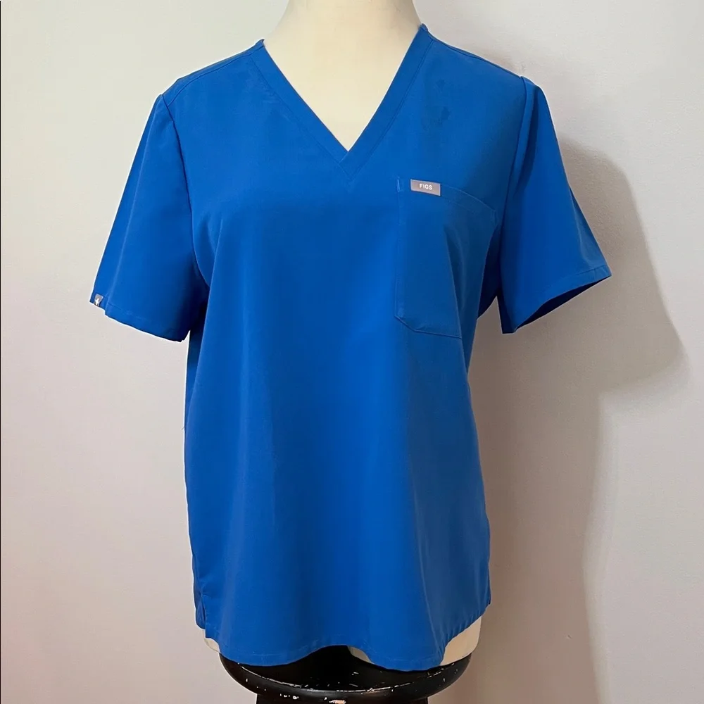 Figs Royal Blue V-Neck Short Sleeve Top Size XXL Technical Collection - Picture 1 of 7